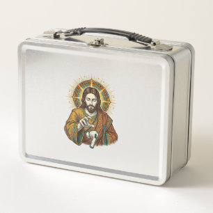 Jesus Dropped Wireless Earbud Under Desk Tech Clum Metal Lunch Box
