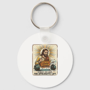 Jesus Dropping Heavy Dumbbell Loudly Gym Lunk Alar Key Ring