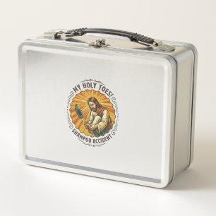 Jesus Dropping Shampoo Bottle On Foot Shower Pain  Metal Lunch Box