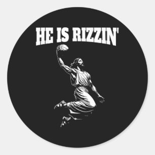 Jesus Dunking Meme Heaven Basketball Dunk He Is Ri Classic Round Sticker