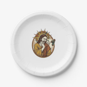Jesus Earbud Cord Caught Doorknob Ripped Out Gym H Paper Plate
