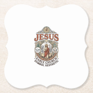 Jesus Early Church Symbol Aesthetic Jesus Early Ch Paper Coaster