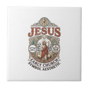 Jesus Early Church Symbol Aesthetic Jesus Early Ch Tile