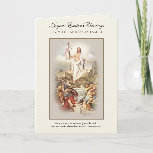 Jesus Easter Resurrection Prayer Scripture  Holiday Card (Front)