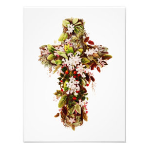 Jesus Easter Sunday Flowering cross Photo Print