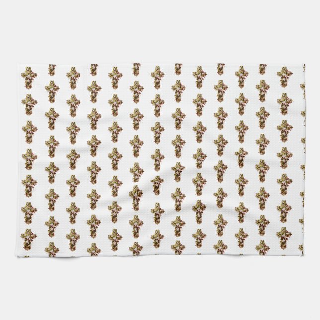 Jesus Easter Sunday Flowering cross  Tea Towel (Horizontal)