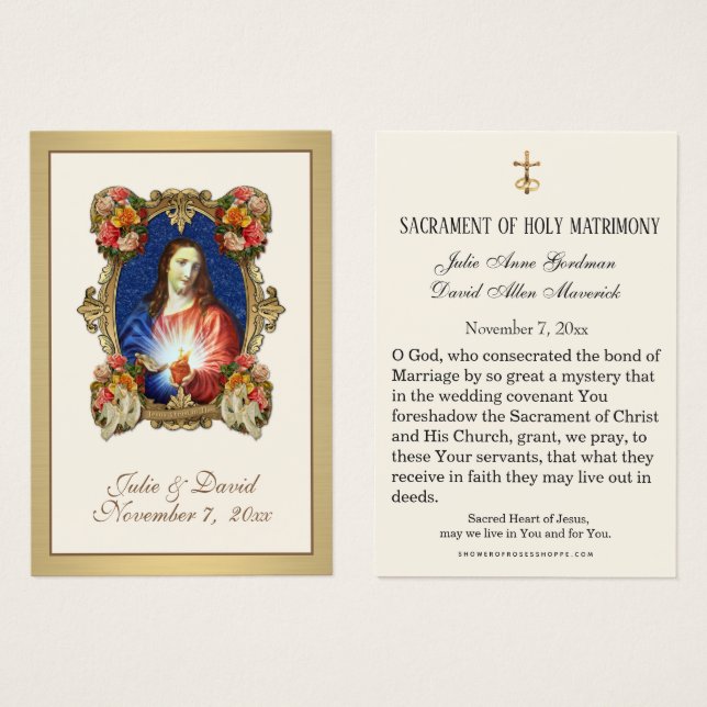 Jesus Elegant Gold Wedding Favour Card  (Front & Back)
