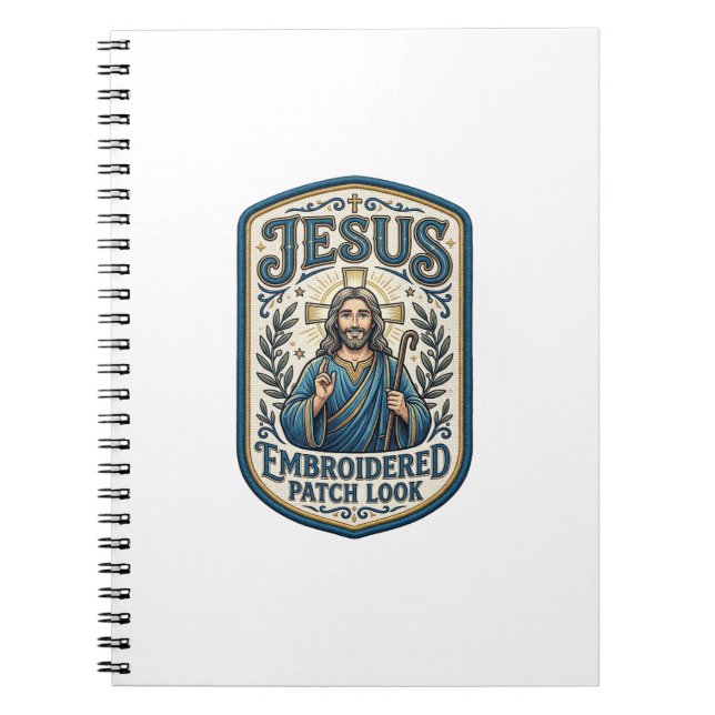 Jesus Embroidered Patch Look Jesus Embroidered Pat Notebook (Front)
