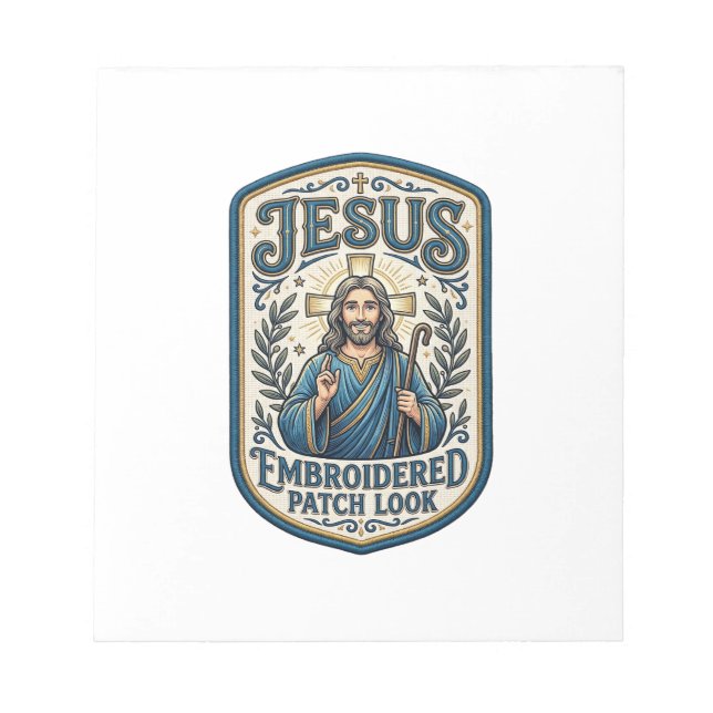 Jesus Embroidered Patch Look Jesus Embroidered Pat Notepad (Front)
