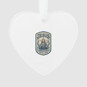 Jesus Embroidered Patch Look Jesus Embroidered Pat Ornament