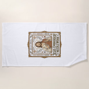 Jesus Embroidery Needlework Jesus Embroidery Needl Beach Towel