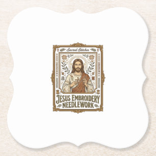 Jesus Embroidery Needlework Jesus Embroidery Needl Paper Coaster
