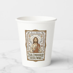 Jesus Embroidery Needlework Jesus Embroidery Needl Paper Cups