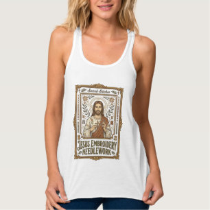 Jesus Embroidery Needlework Jesus Embroidery Needl Singlet