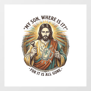 Jesus Empty Broken Beer Mug Bartender Drinking Hum