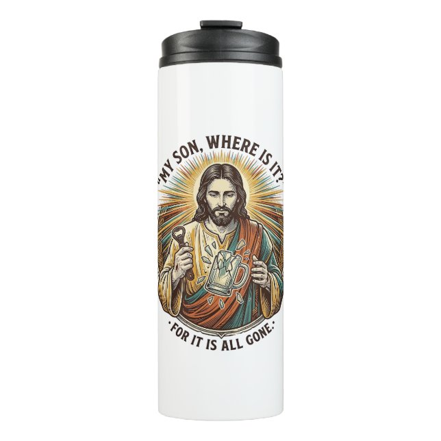 Jesus Empty Broken Beer Mug Bartender Drinking Hum (Front)