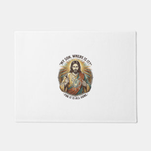 Jesus Empty Broken Beer Mug Bartender Drinking Hum Doormat