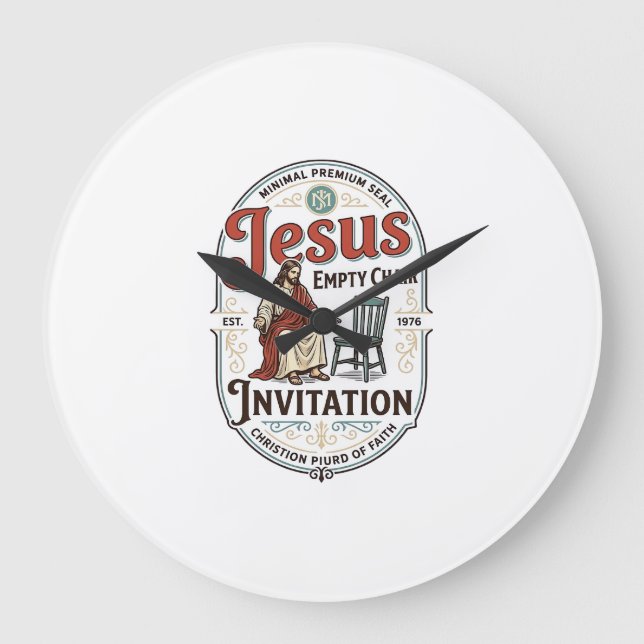 Jesus Empty Chair Invitation Jesus Empty Chair Inv Large Clock (Front)