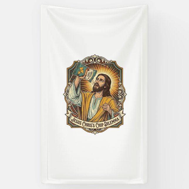Jesus Empty Tortilla Chip Bag Drunk Munchies Party Banner (Vertical)