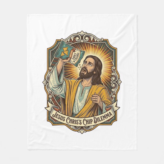 Jesus Empty Tortilla Chip Bag Drunk Munchies Party Fleece Blanket (Front)