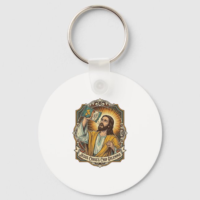 Jesus Empty Tortilla Chip Bag Drunk Munchies Party Key Ring (Front)