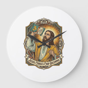 Jesus Empty Tortilla Chip Bag Drunk Munchies Party Large Clock