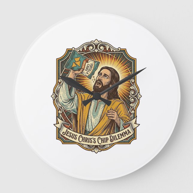 Jesus Empty Tortilla Chip Bag Drunk Munchies Party Large Clock (Front)