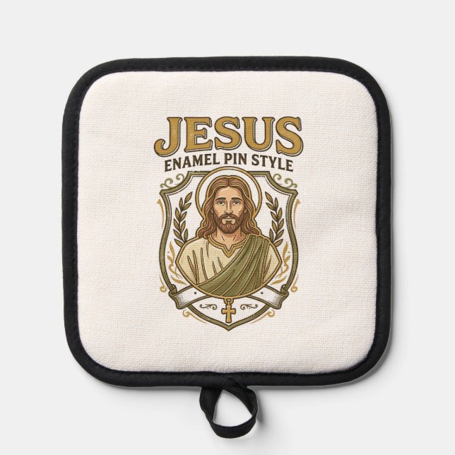 Jesus Enamel Pin Style Jesus Enamel Pin Christian  Pot Holder (Front)