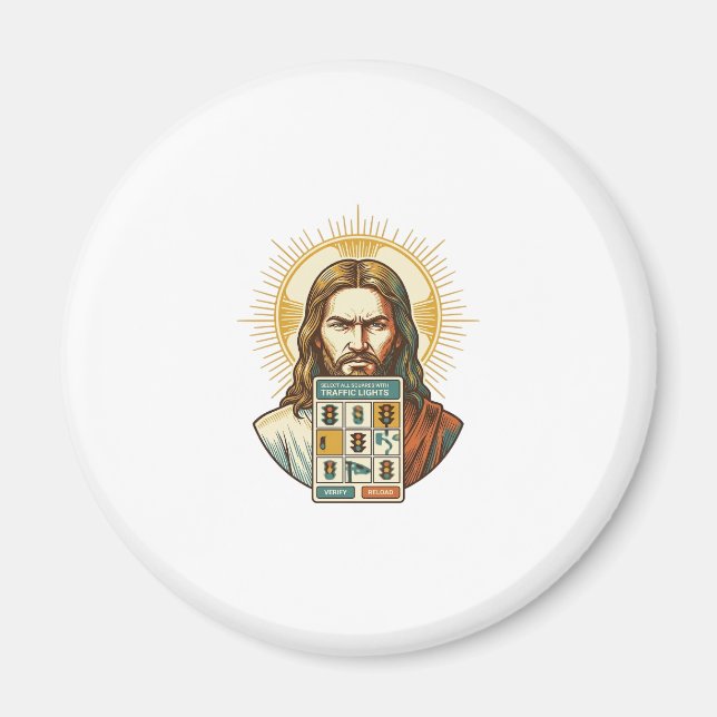 Jesus Endless Captcha Verification Traffic Lights  Magnet (Front)