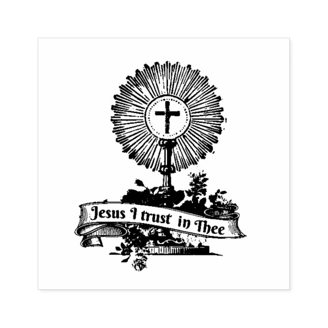 Jesus Eucharist Monstrance Religious Divine Mercy Rubber Stamp (Imprint)