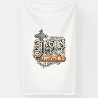 Jesus Everything Vintage Christian Typography Desi Banner