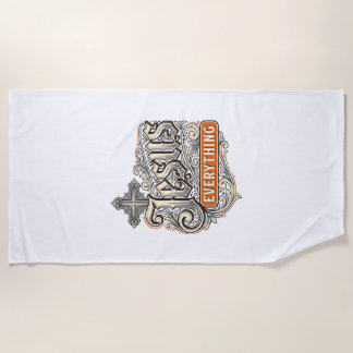 Jesus Everything Vintage Christian Typography Desi Beach Towel