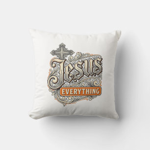 Jesus Everything Vintage Christian Typography Desi Cushion