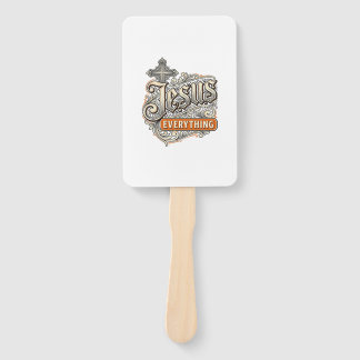 Jesus Everything Vintage Christian Typography Desi Hand Fan