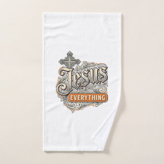Jesus Everything Vintage Christian Typography Desi Hand Towel