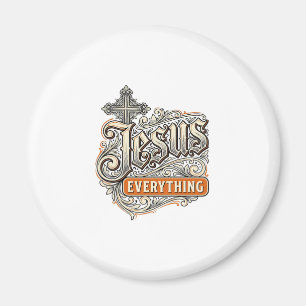 Jesus Everything Vintage Christian Typography Desi Magnet