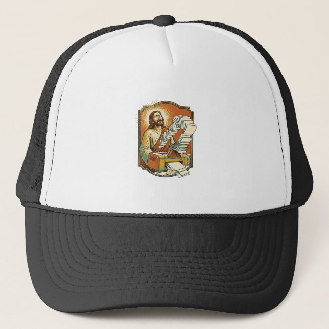 Jesus Excel Sheet Printing 50 Blank Pages Office H Trucker Hat (Front)