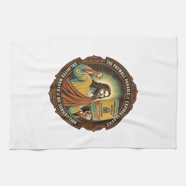 Jesus Expired Software Subscription Paywall Tech O Tea Towel (Horizontal)