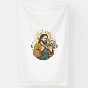 Jesus Eyes Closed Tagged Group Photo Unflattering Banner