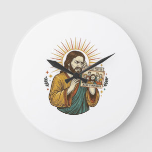 Jesus Eyes Closed Tagged Group Photo Unflattering Large Clock