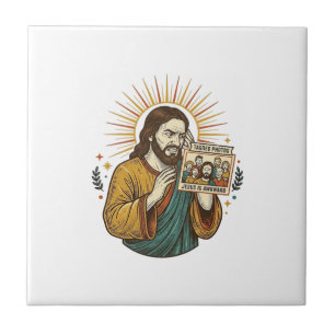 Jesus Eyes Closed Tagged Group Photo Unflattering Tile