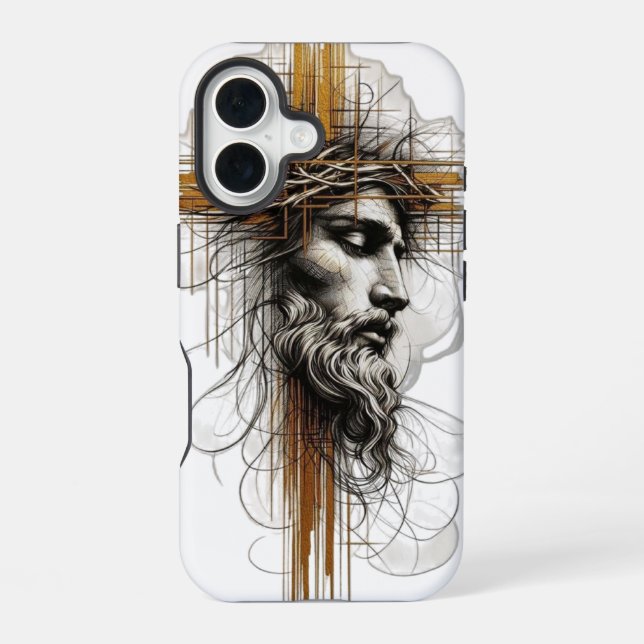 jesus face iPhone 16 case (Back)