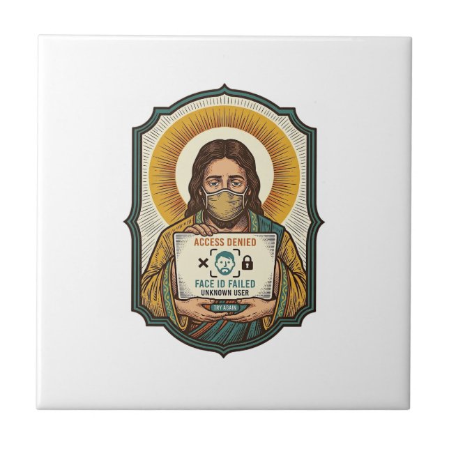 Jesus Failed Face Unlock Mask Recognition Tech Pho Tile (Front)