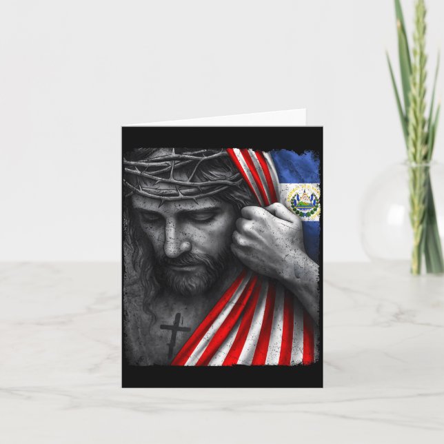 Jesus Faith Cross Crown America El Salvador Herita Card (Front)