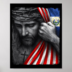Jesus Faith Cross Crown America El Salvador Herita Poster