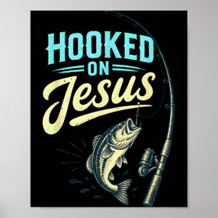 Jesus faith fish fishing vintage design poster
