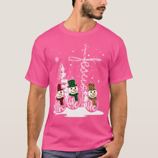 Jesus Faith Hope Love Snowman Funny Merry Xmas For T-Shirt