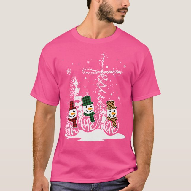Jesus Faith Hope Love Snowman Funny Merry Xmas For T-Shirt (Front)