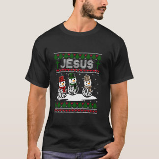 Jesus Faith Hope Love Snowman Ugly Christmas Jesus T-Shirt