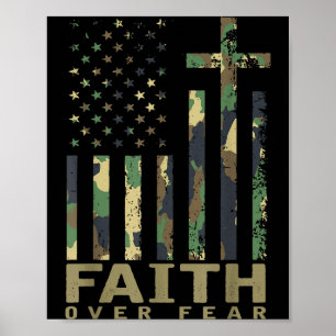 Jesus Faith Over Fear Christian Cross God Fait Us Poster